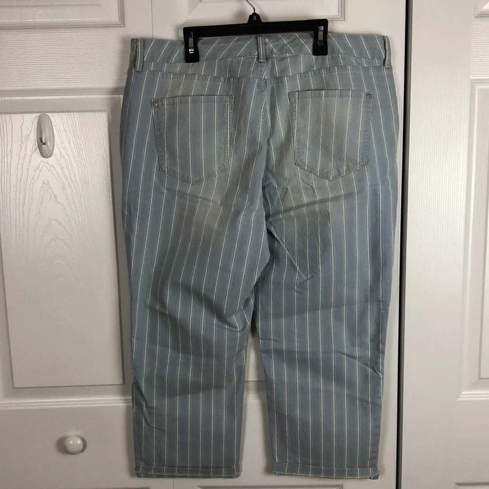 Nine West Stripped Chiystie Capri Wide Leg Jeans size 16 - Picture 4 of 11